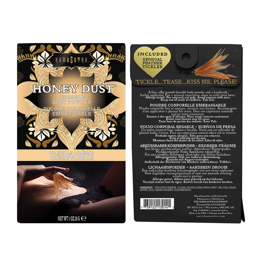 Kama Sutra Honey Dust Vanilla Creme Body Powder – 1 Oz, Kissable Moisture-Wicking Formula