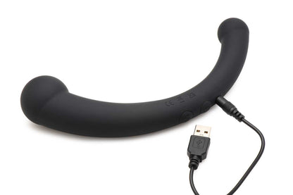 XR Brands 10x Vibra-Crescent Dual Ended Dildo with Powerful Vibration - Black