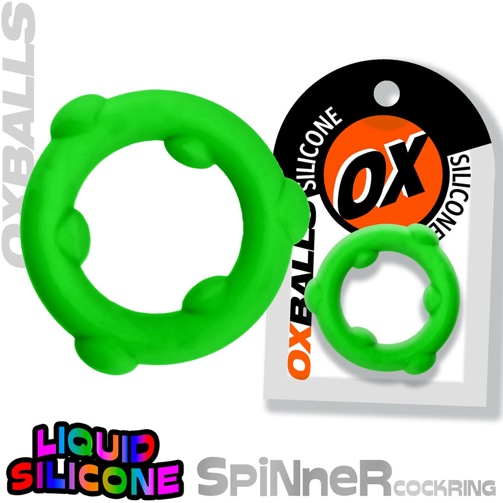 Oxballs Spinner Single Silicone Ring - Green - Mega-Stretch Cockring