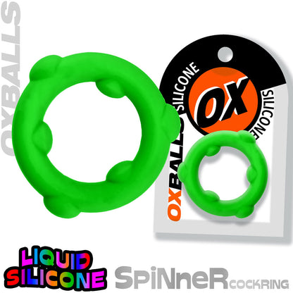 Oxballs Spinner Single Silicone Ring - Green - Mega-Stretch Cockring