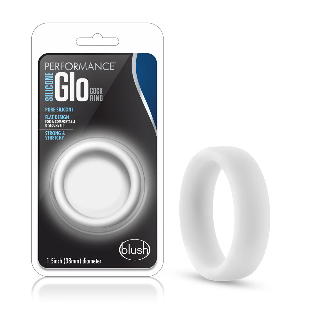 Blush Performance Silicone Glo Cock Ring – White Glow – Soft and Stretchy Design