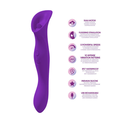 Petallux Clitoral Stimulator - Dual-Ended Waterproof Silicone Vibrator - Purple