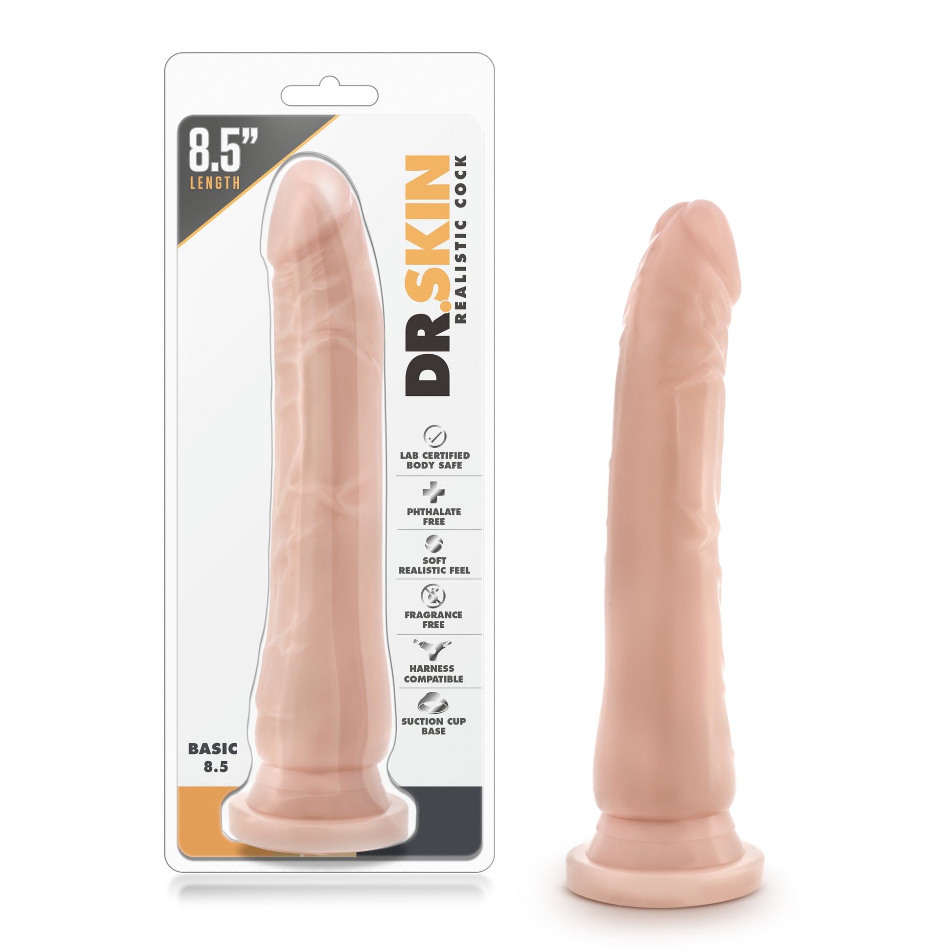 Dr. Skin Realistic Cock Basic 8.5 Dildo with Suction Cup - Beige