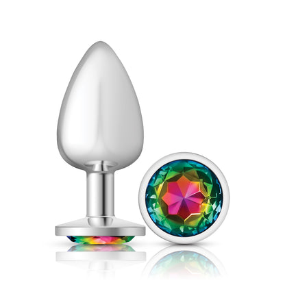Cheeky Charms Rainbow Round Gem Silver Metal Anal Plug – Large