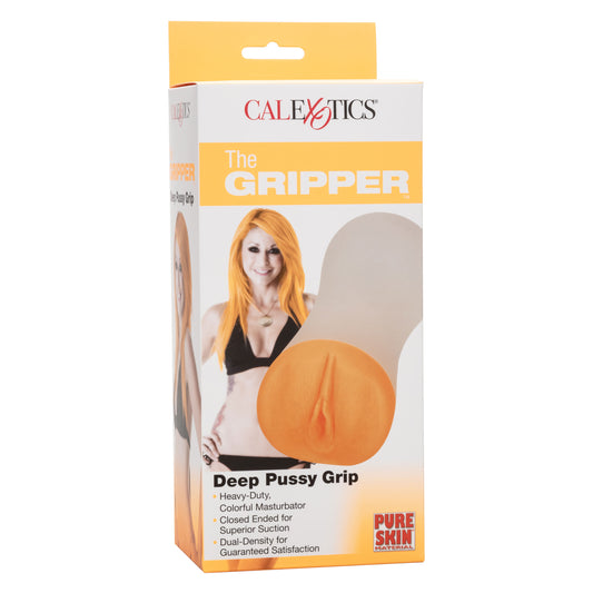 CalExotics Gripper Deep Pussy Grip - Closed Ended Heavy-Duty Masturbator - Orange