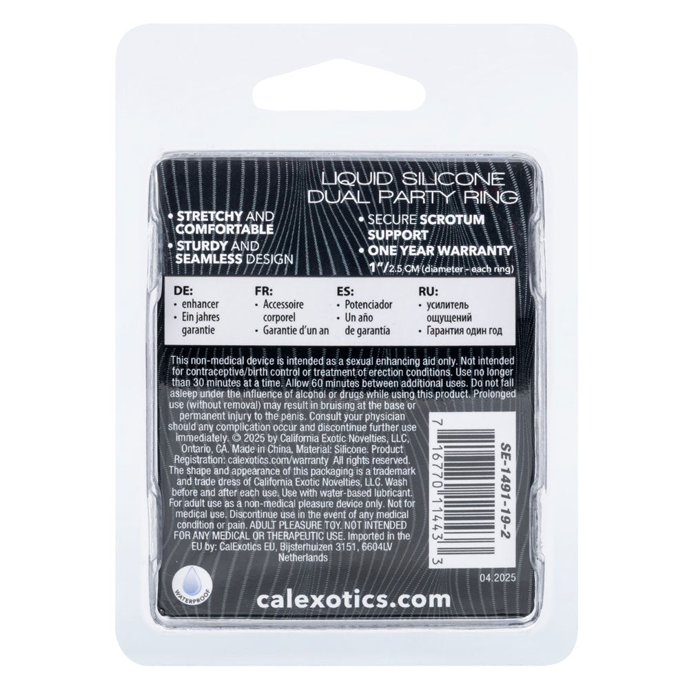 CalExotics Alpha Liquid Silicone Dual Party Ring – Waterproof, Phthalate-Free, Multi-Color