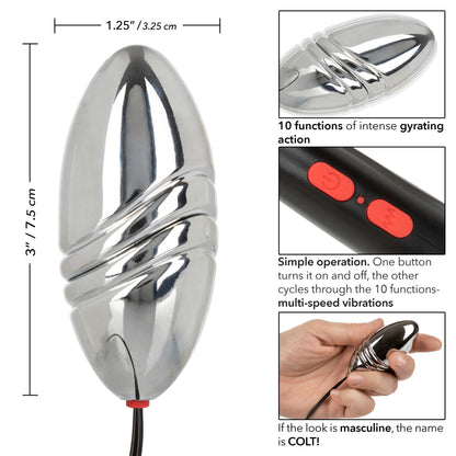 Colt Rechargeable Turbo Bullet - Silver - 10-Function Gyrating Bullet