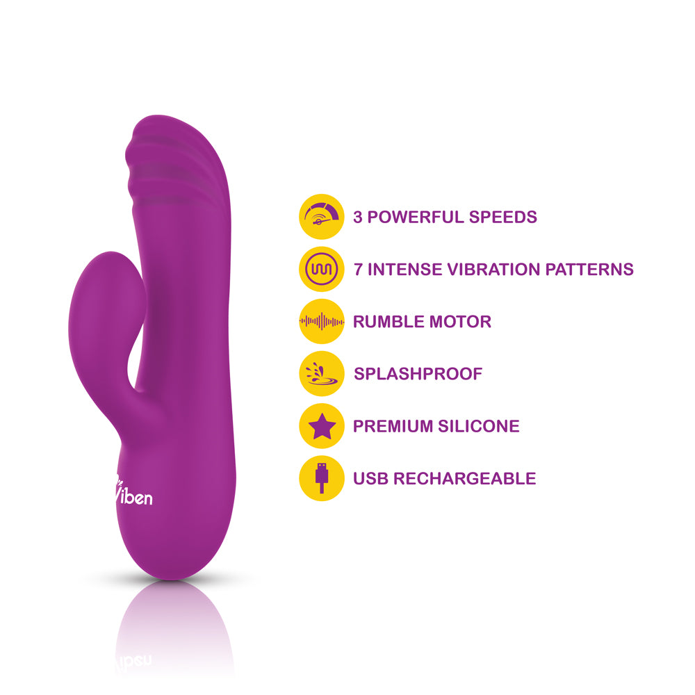 Viben Jolie Mini Pleasure Ridges Rabbit Vibe - Berry - G-Spot Vibrator