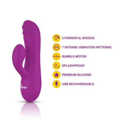 Viben Jolie Mini Pleasure Ridges Rabbit Vibe - Berry - G-Spot Vibrator