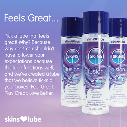 Skins Fusion Hybrid Silicone and Water-Based Lubricant 4.4oz – Clear