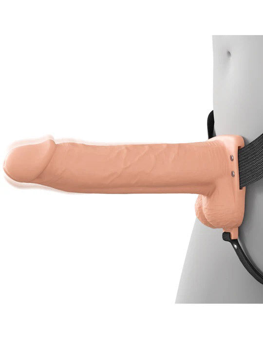 Pipedream Fantasy X-Tensions Elite 8" Vibrating Hollow Silicone Strap-On - Beige