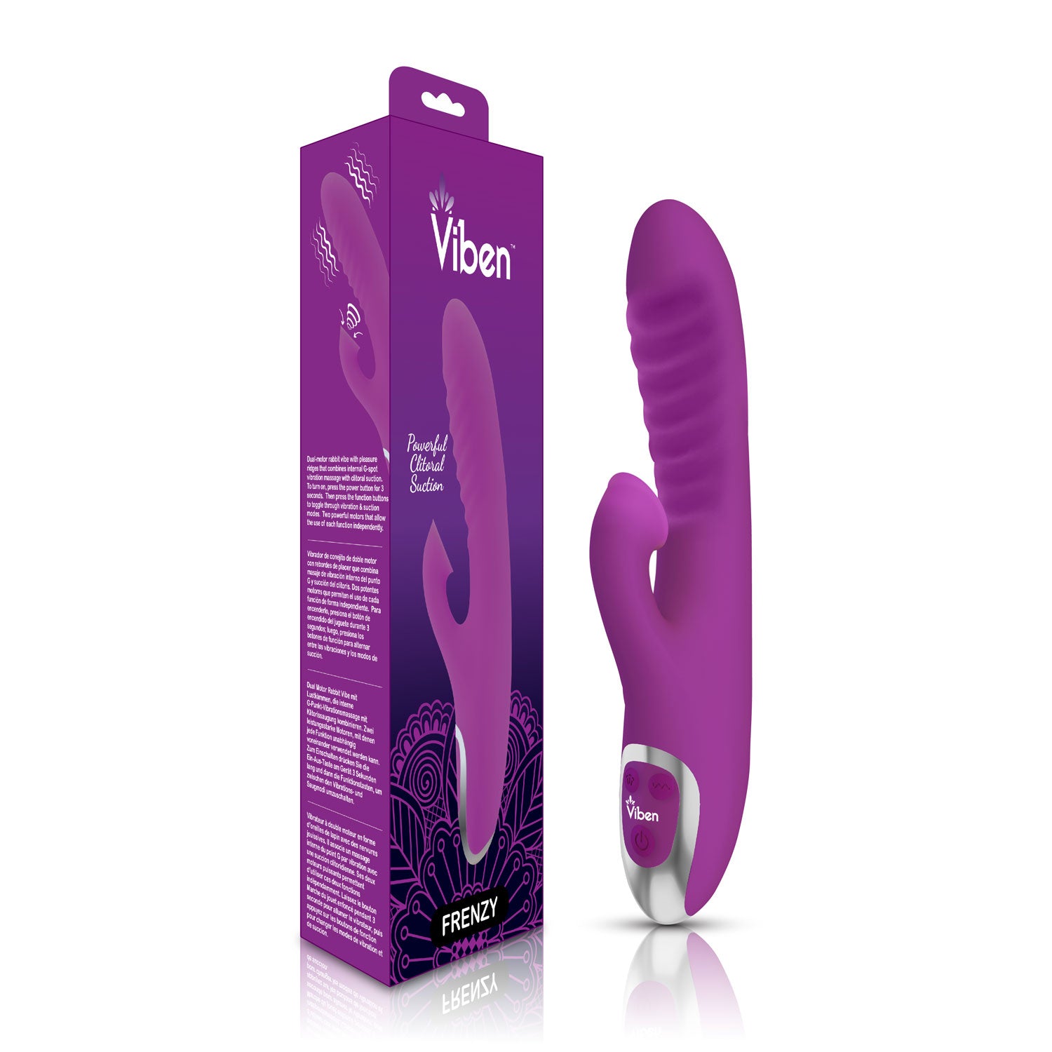 Frenzy Clitoral Suction Rabbit - Dual Motor Silicone Vibrator - Berry