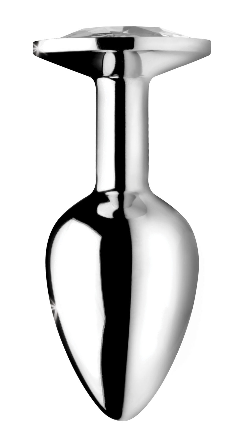 XR Brands Clear Gem Anal Plug - Medium - Tapered Shape - Silver