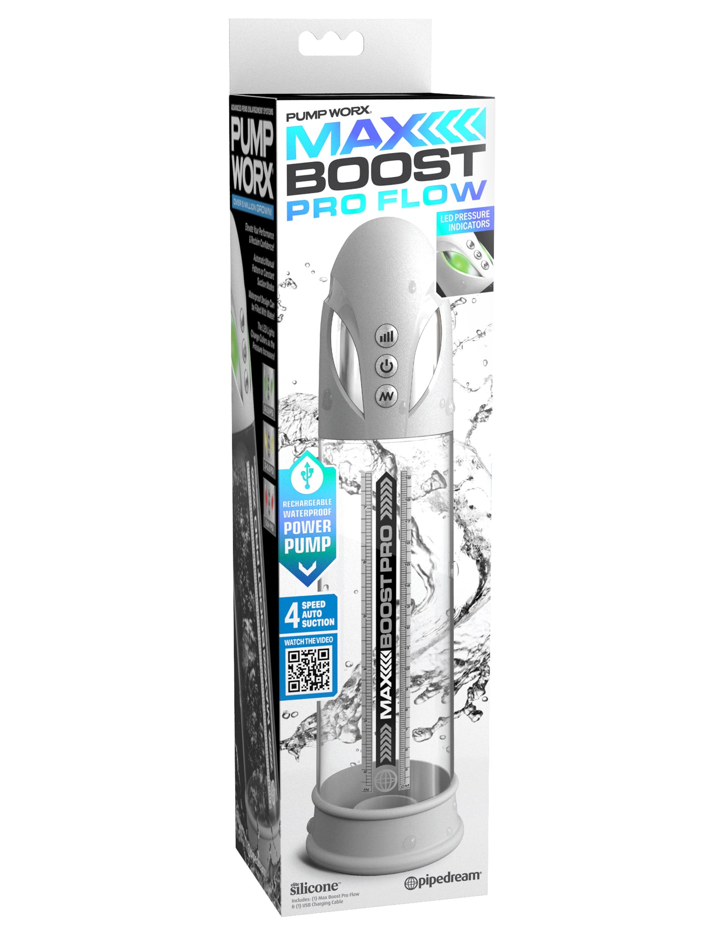 Pipedream Max Boost Pro Flow Penis Pump - Waterproof White