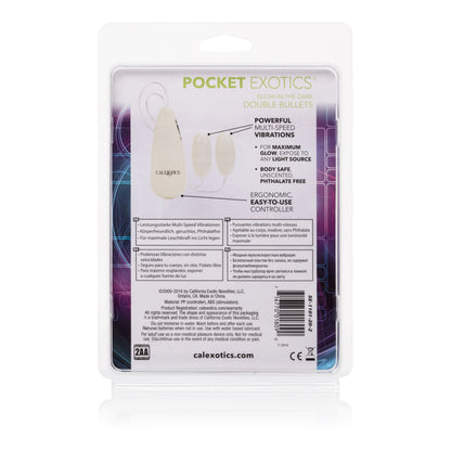 CalExotics Glow-in-the-Dark Pocket Exotics Vibrating Double Bullets – White