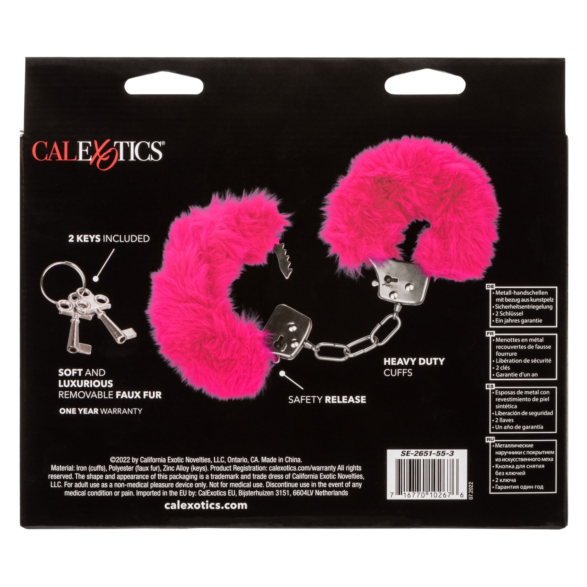 CalExotics Ultra Fluffy Furry Cuffs – Adjustable Restraint Cuffs – Pink