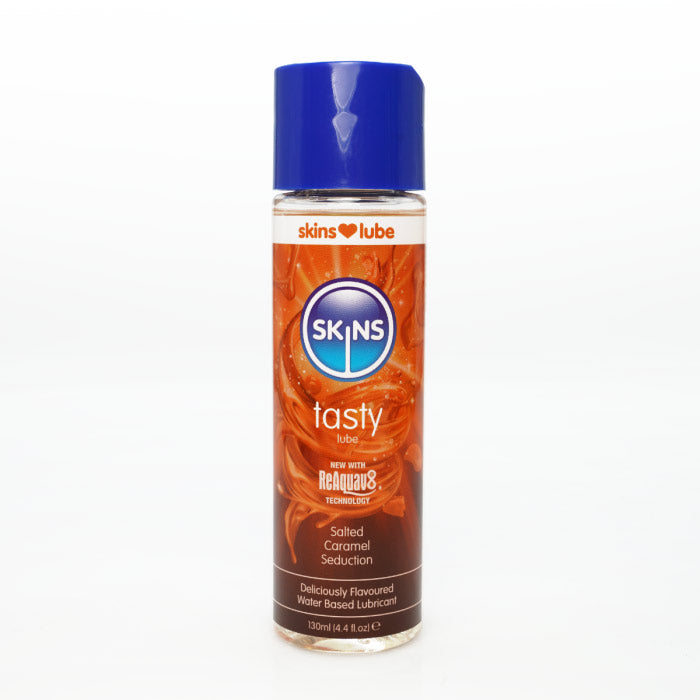 Skins Salted Caramel Water Based Lubricant 4.4oz – Natural Flavor, Non-Staining