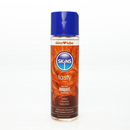 Skins Salted Caramel Water Based Lubricant 4.4oz – Natural Flavor, Non-Staining