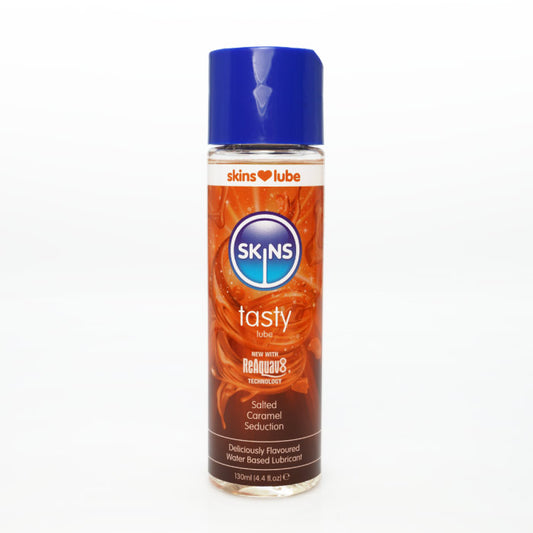 Skins Salted Caramel Water Based Lubricant 4.4oz – Natural Flavor, Non-Staining