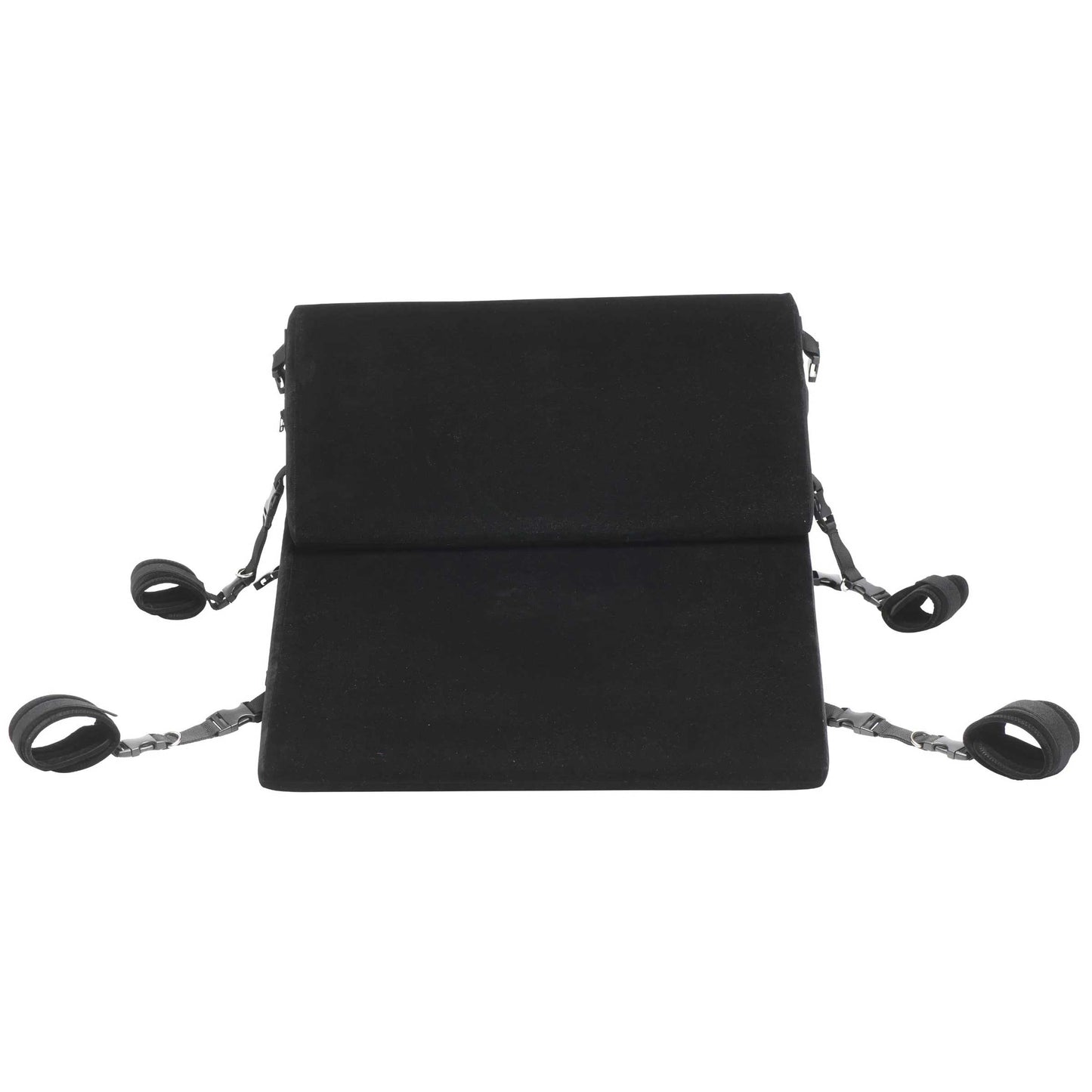 XR Brands Bondage Cushion Set - Foam Wedge Pillows with Restraint Clips - Black