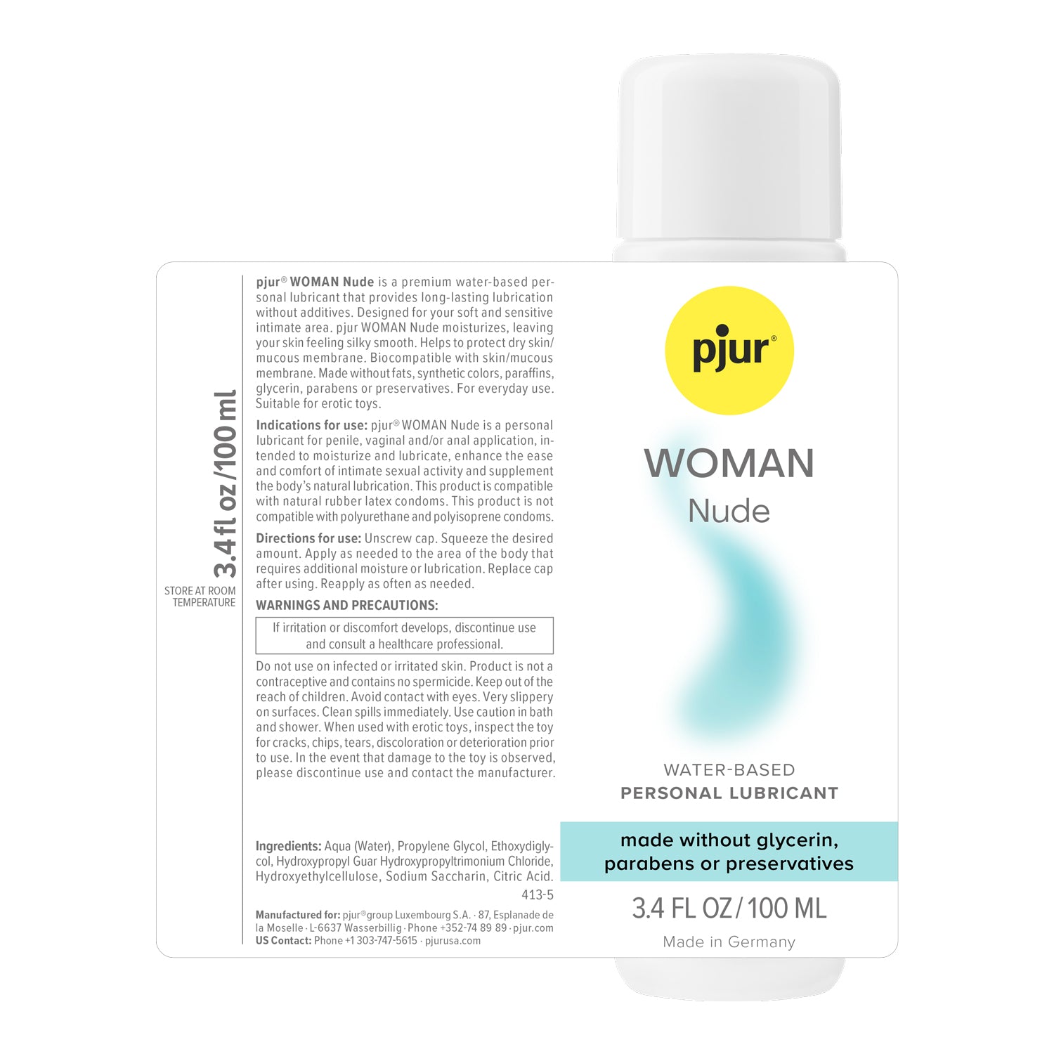 Pjur Woman Nude Personal Lubricant – Water-Based, 3.4 Fl. Oz.