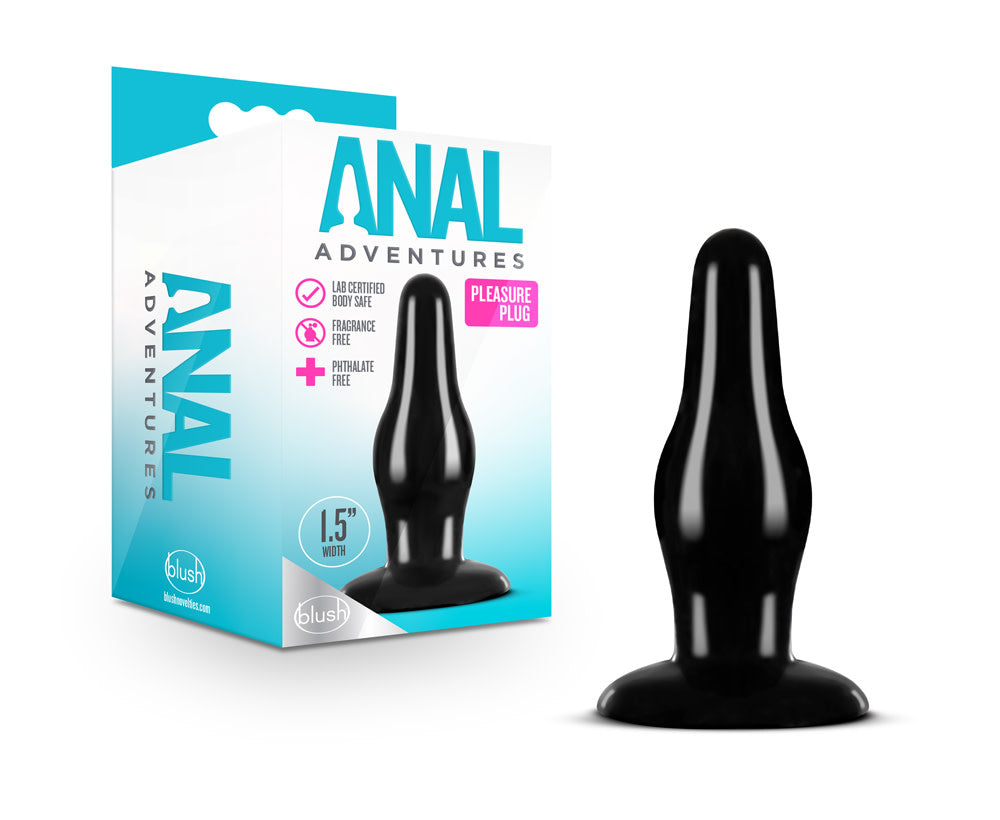 Blush Anal Adventures Pleasure Plug – Black – Tapered Tip for Easy Insertion