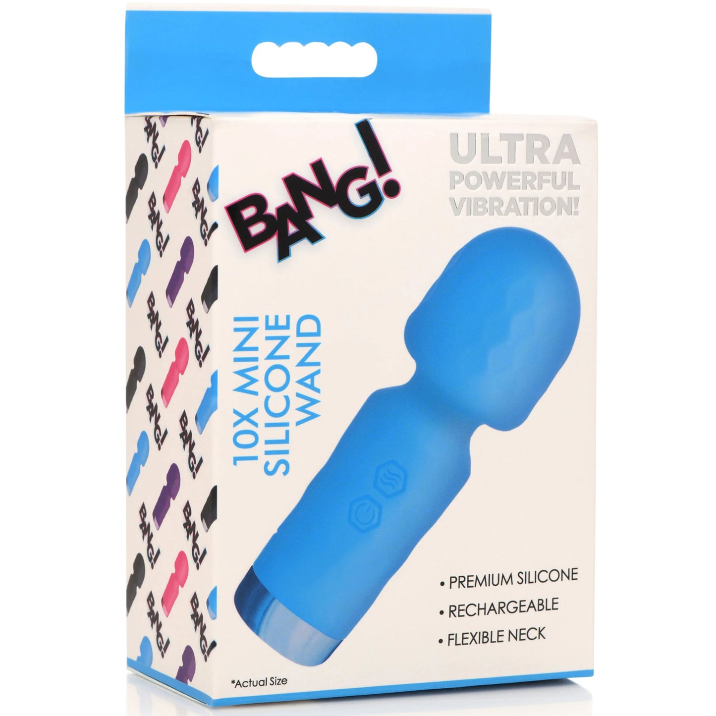 XR Brands 10x Mini Silicone Wand - Blue - Multi-Speed Vibrating Wand