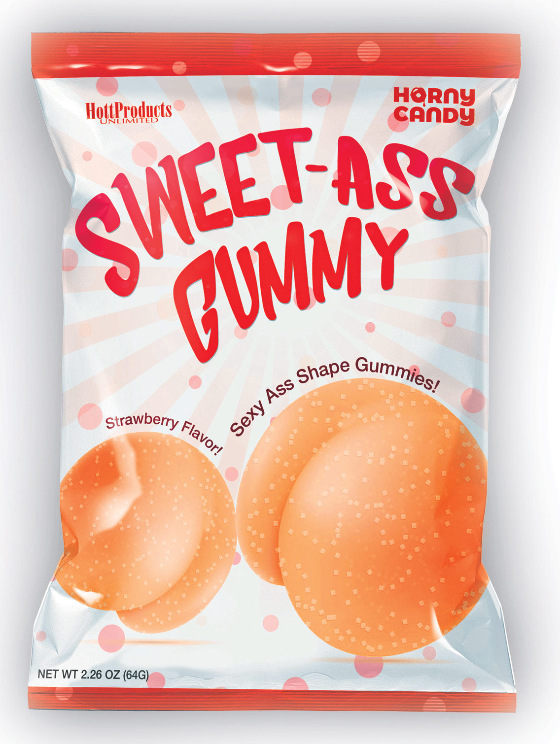 Hott Products Sweet Ass Gummy - Strawberry Flavored Erotic Gummies - 12 Piece Display