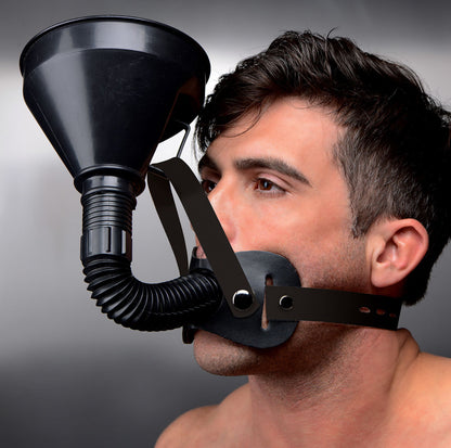 XR Brands Latrine Extreme Funnel Gag – Black – Adjustable Head Strap