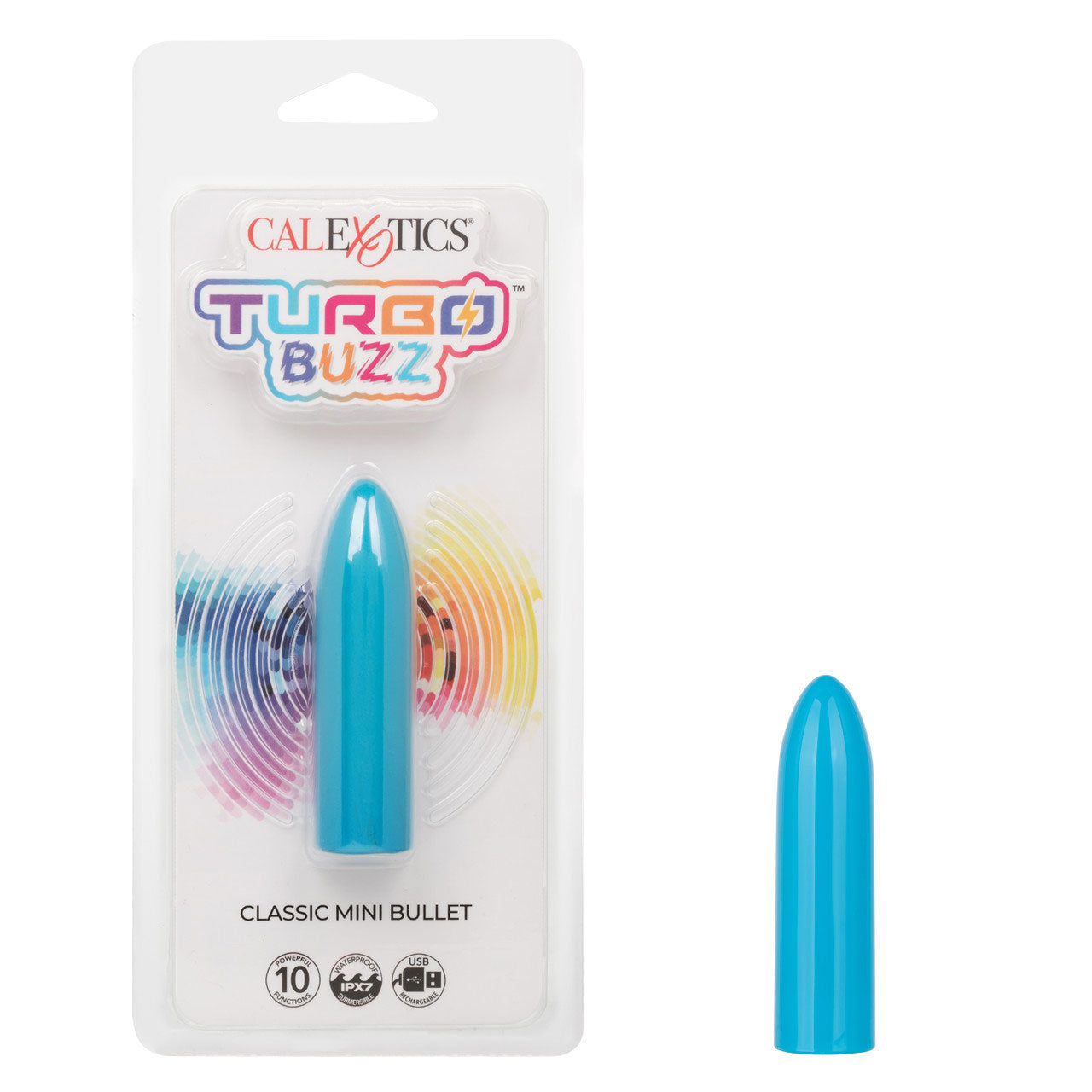 CalExotics Turbo Buzz Classic Mini Bullet Vibrator - Blue - 10 Functions