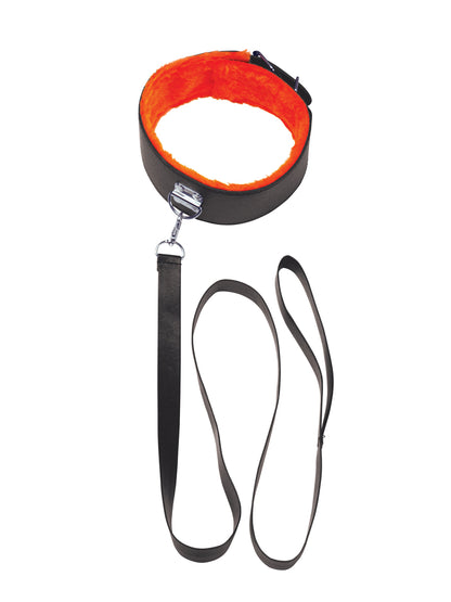 The 9's Orange Is the New Black Short Leash - 43 in Black with Orange Fur Lining