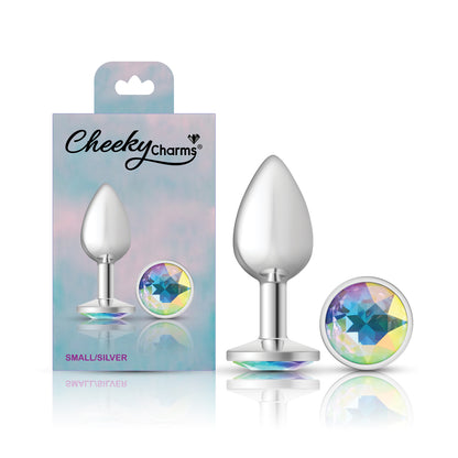 Cheeky Charms Clear Iridescent Round Gem Anal Plug - Small