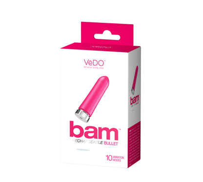 VeDO Bam Rechargeable Bullet - Multi-Function Vibrating Toy - Pink