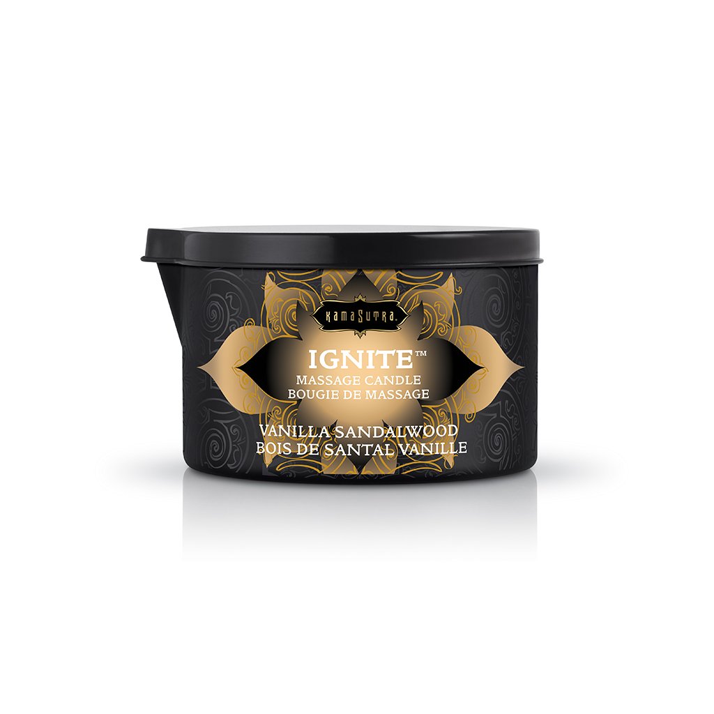 Kama Sutra Ignite Vanilla Sandalwood Massage Candle – 6 Oz – Skin-Conditioning Massage Oil