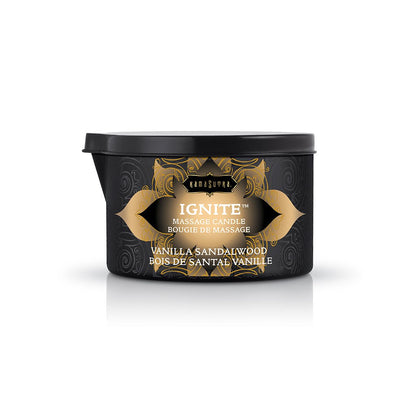 Kama Sutra Ignite Vanilla Sandalwood Massage Candle – 6 Oz – Skin-Conditioning Massage Oil