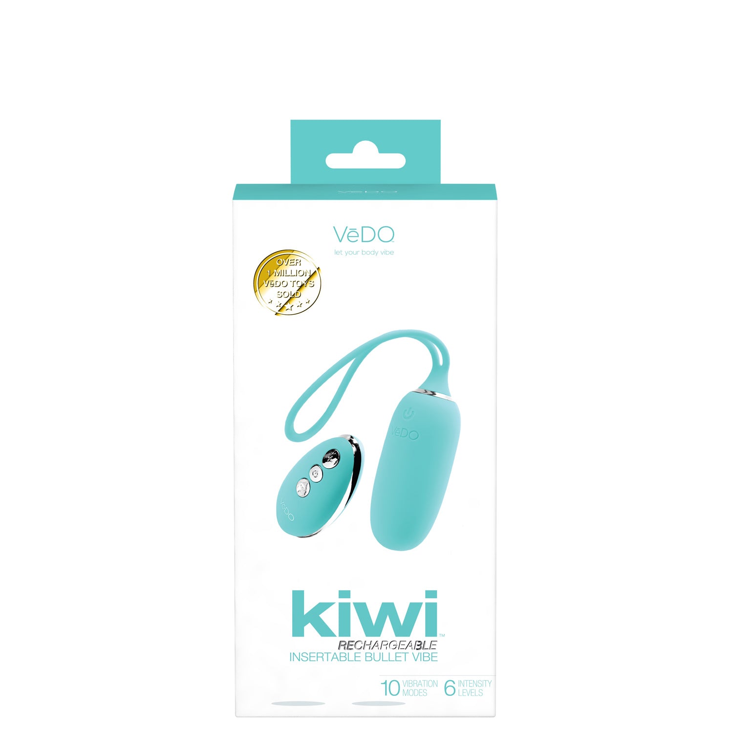 VeDO Kiwi Rechargeable Insertable Bullet - Tease Me Turquoise with 10 Vibration Modes