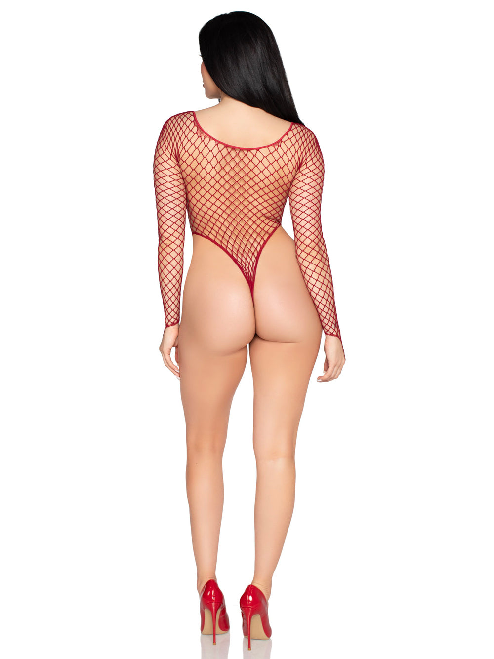 Leg Avenue High-Cut Industrial Net Bodysuit – Burgundy