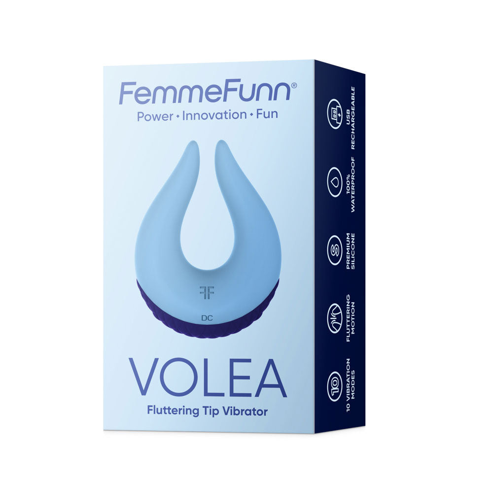 Femme Funn Volea Vibrating Massager with Fluttering Tip – Light Blue / Dark Purple