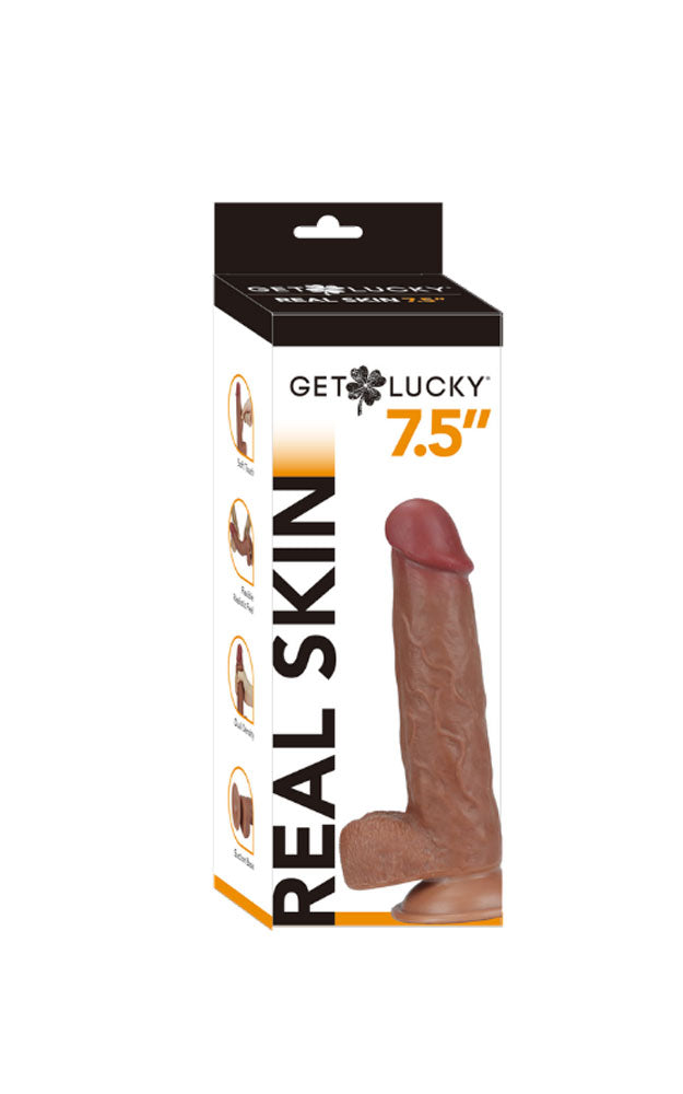 Real Skin 7.5" Dual Layer Dildo - Light Brown - Realistic and Bendable
