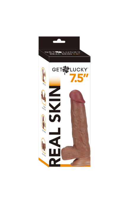 Real Skin 7.5" Dual Layer Dildo - Light Brown - Realistic and Bendable