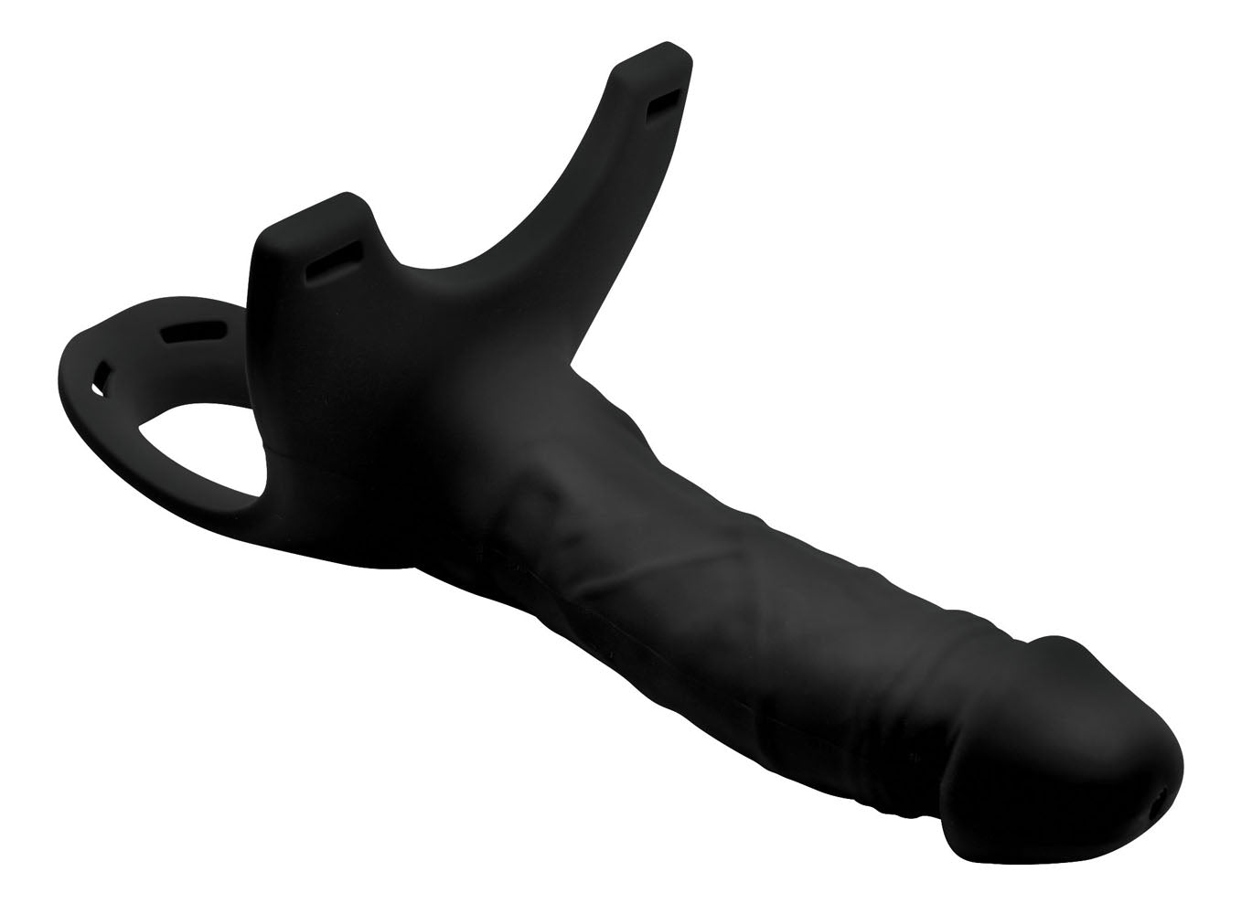 XR Brands Hollow Silicone Dildo Strap-on with Realistic Veins - Black