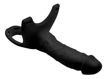 XR Brands Hollow Silicone Dildo Strap-on with Realistic Veins - Black