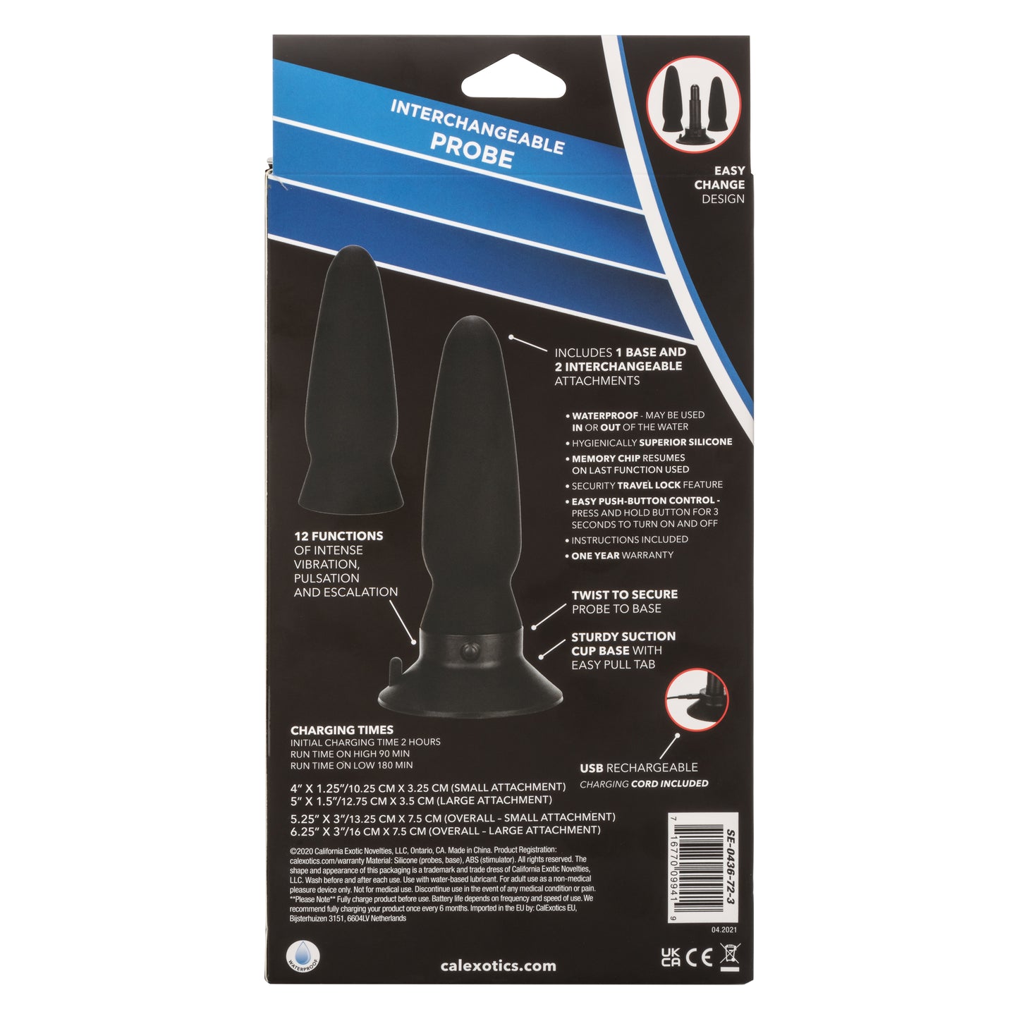 CalExotics Eclipse Interchangeable Probe Set with Vibrating Base – Black
