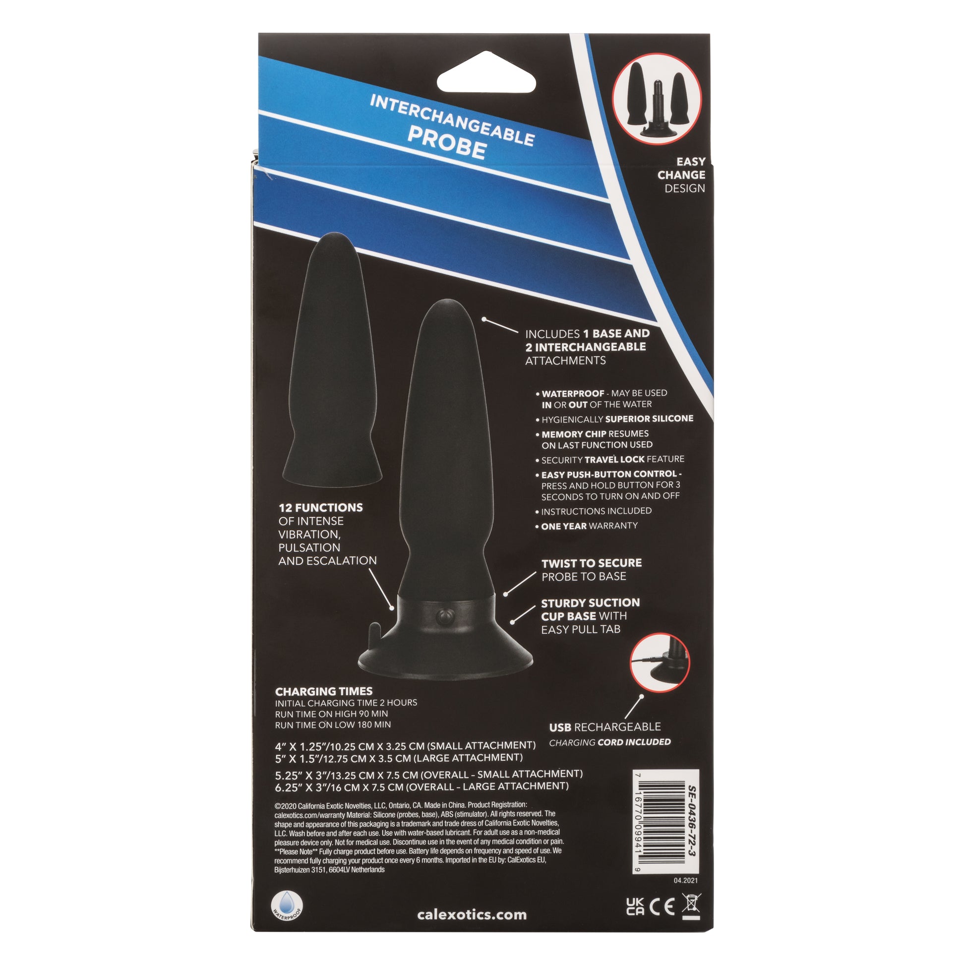 CalExotics Eclipse Interchangeable Probe Set with Vibrating Base – Black