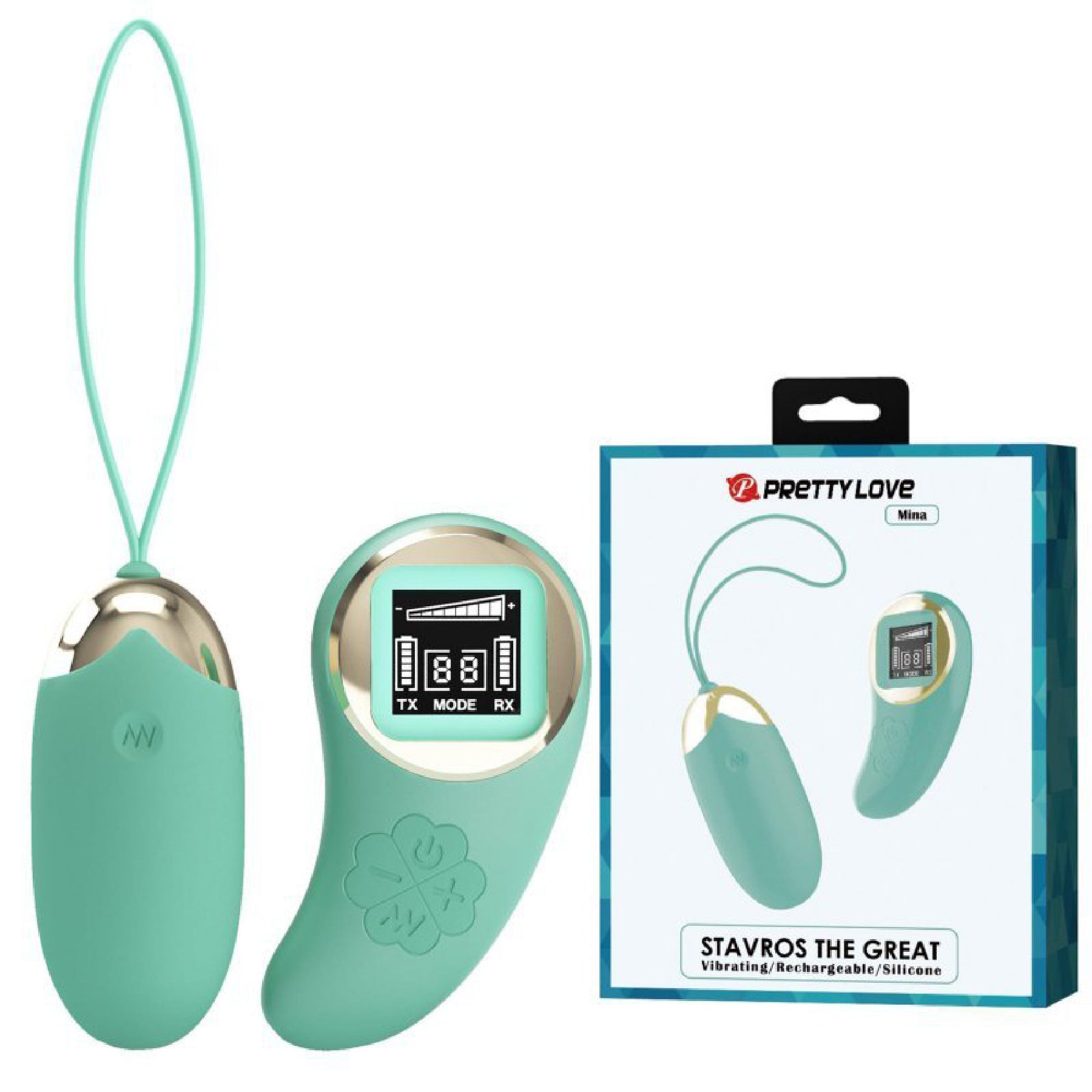 Pretty Love Mina Vibrating Remote Control Egg - Turquoise - 10 Vibration Settings