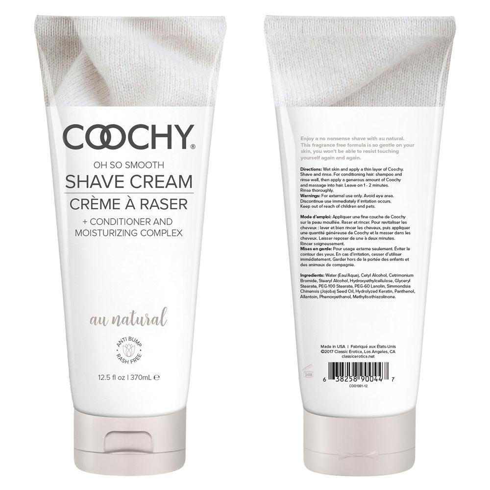 Coochy Au Natural Shave Cream 12.5 Fl. Oz. – Fragrance Free