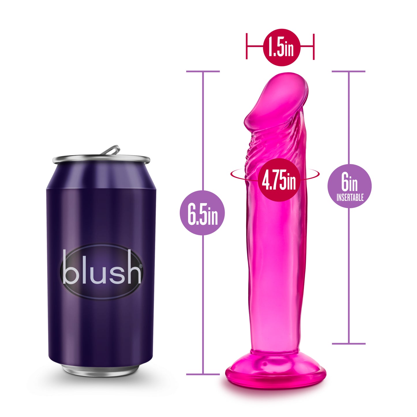 Blush B Yours Sweet n' Small 6 Inch Dildo with Suction Cup - Pink