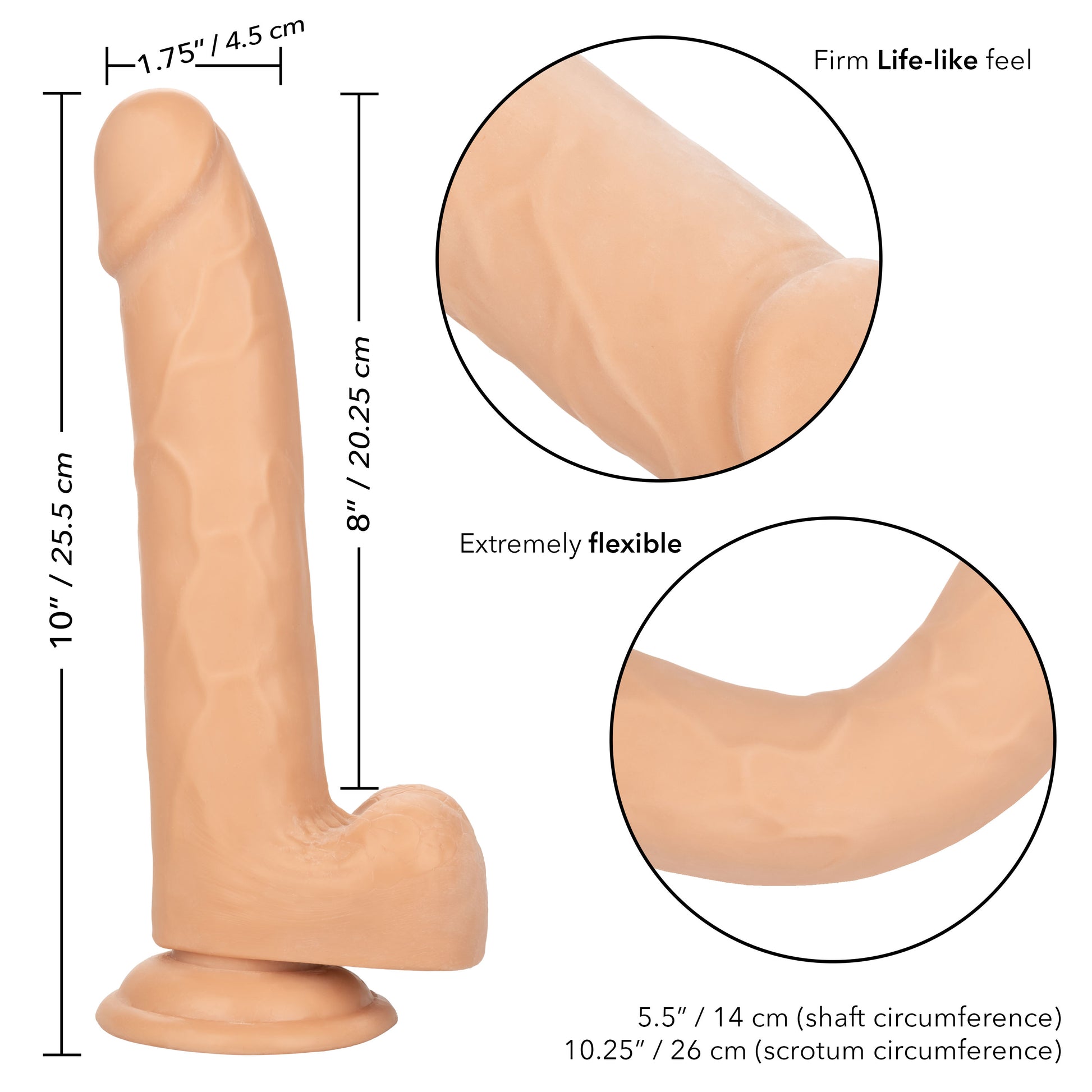 CalExotics 8-Inch Size Queen Realistic Dong with Suction Cup – Beige