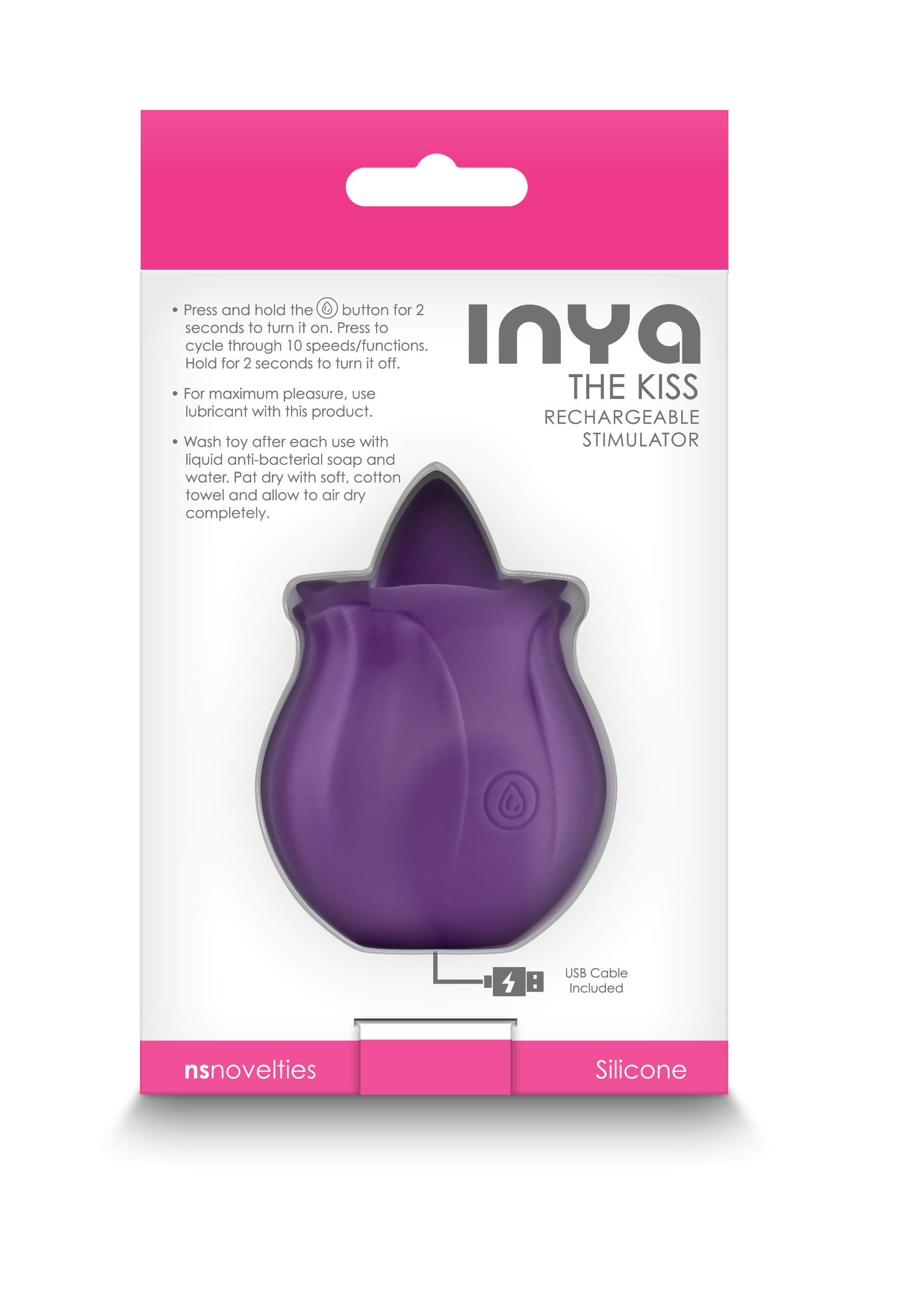 Inya Kiss Clitoral Stimulator with Rapid Tongue Vibrations - Purple