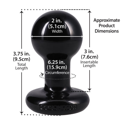 Doc Johnson Round Butt Plug Small Anal Plug, Phthalate-Free, Black